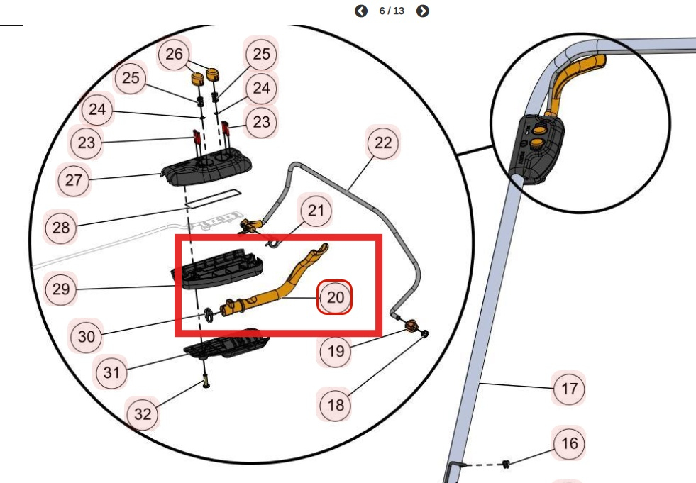 133198 Bedienhebel Radantrieb RASION EASY 1 und 2